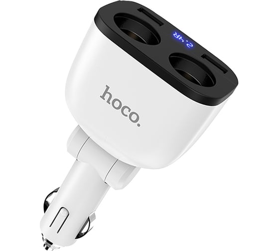 Автомобильное зарядное устройство Hoco Z28, два порта прикуривателя, 2xUSB, белый 6957531091967