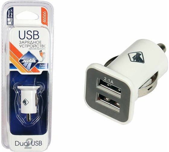 Зарядное устройство для мобильного устройства Nova Bright 2 USB-порта, 2100мА, 12/24В 46566