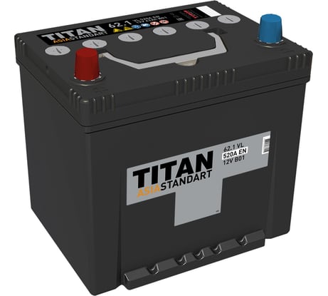 Аккумулятор TITAN ASIA STANDART, 62.1 VL B01 (П.П.) 520А, 230x175x221 4607008886955