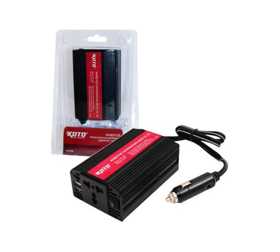 Преобразователь напряжения инвертор с двумя USB-портами, 300 Вт, 12В DC-> 220В AC KOTO 12V-506 0975607603