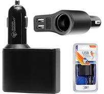 Зарядное устройство Nova Bright для мобильных устройств + разветвитель, электропитание 1 гнездо + USB-порт, 2100мА, цифровой вольтметр, LED подсветка, 12/24В 39939