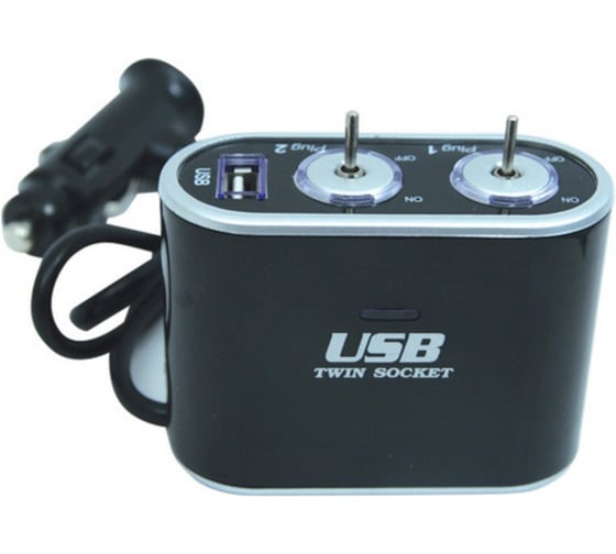 Разветвитель прикуривателя на 2 гнезда с USB от 12В KOTO CKP-162 0975607579