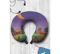 Туристическая дорожная подушка для путешествий в самолете/машине AMBESONNE милый городок trp_385276