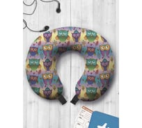 Туристическая дорожная подушка для путешествий в самолете/машине AMBESONNE собрание сов trp_378652