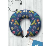 Туристическая дорожная подушка для путешествий в самолете/машине AMBESONNE цветы и радуга trp_389503