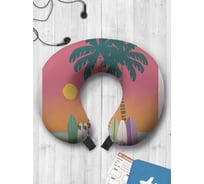 Туристическая дорожная подушка для путешествий в самолете/машине AMBESONNE серфинг на закате trp_387120