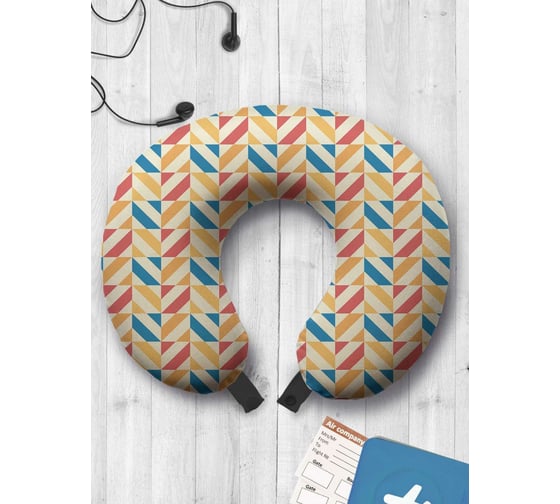 Туристическая дорожная подушка для путешествий в самолете/машине AMBESONNE квадраты из полос trp_28662 1