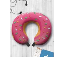 Туристическая дорожная подушка для путешествий в самолете/машине AMBESONNE розовый пончик trp_141831