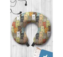 Туристическая дорожная подушка для путешествий в самолете/машине AMBESONNE котятки trp_32589