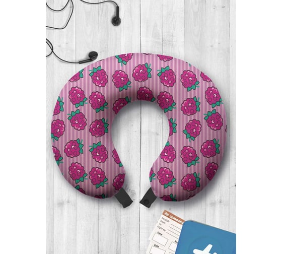 Туристическая дорожная подушка для путешествий в самолете/машине AMBESONNE нежные ягоды trp_28485 1