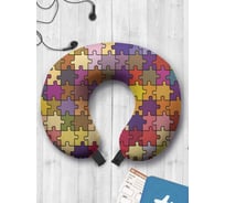 Туристическая дорожная подушка для путешествий в самолете/машине AMBESONNE красочные пазлы trp_13140