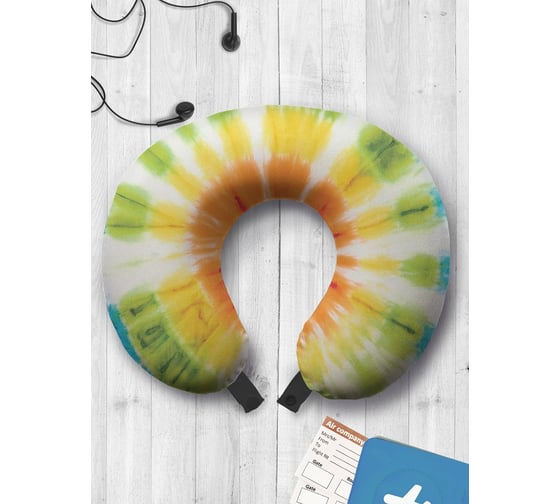 Туристическая дорожная подушка для путешествий в самолете/машине AMBESONNE разноцветные круги trp_274832 1