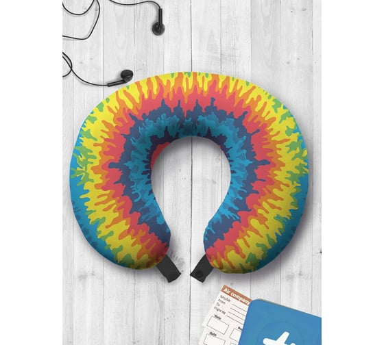 Туристическая дорожная подушка для путешествий в самолете/машине AMBESONNE радужное сердце trp_20341 1