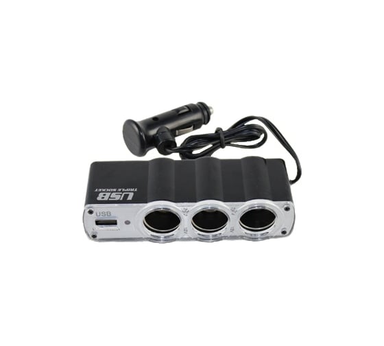Разветвитель прикуривателя на 3 гнезда с USB от 12В KIOKI CA402 0975608136 1