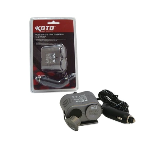 Разветвитель в гнездо прикуривателя на 2 гнезда 12В KOTO BMS-002/67001 0975608119