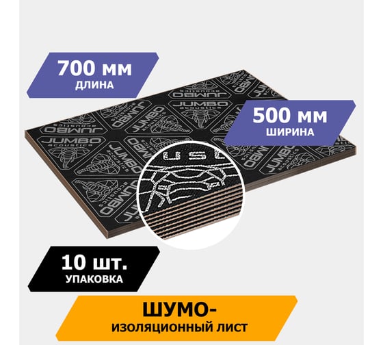 Шумоизоляционный материал JUMBO acoustics шумоизоляция 2.0 10 шт. S02010D1