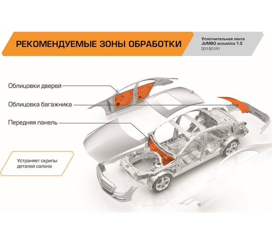 Уплотнительная лента / антискрип JUMBO acoustics шумоизоляция 1.5 1 шт. D01501R1