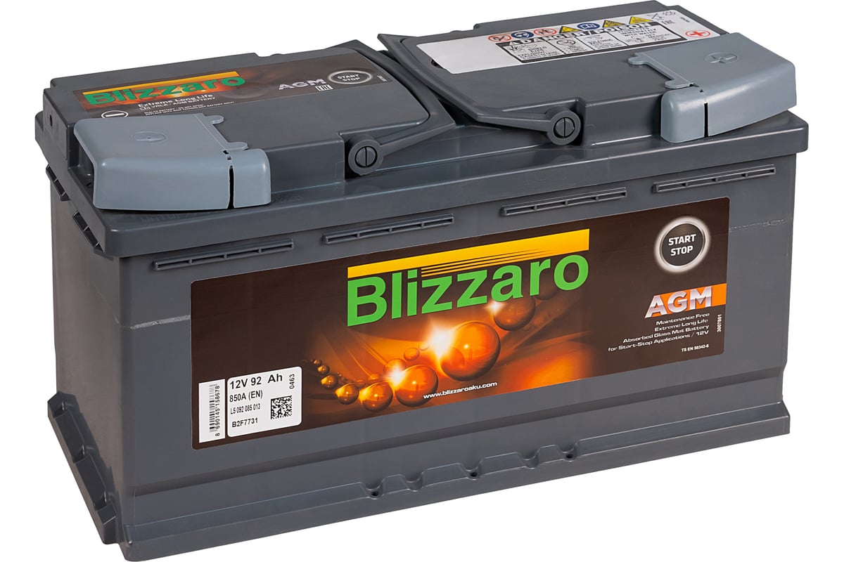 Аккумулятор BLIZZARO AGM 92R 850A, 353x175x190 450708 - выгодная цена,  отзывы, характеристики, фото - купить в Москве и РФ