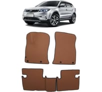 Ковры в салон автомобиля Eva Smart для geely atlas i 2016 -, эва сота, черные c коричневой окантовкой 2670-B5A6-S