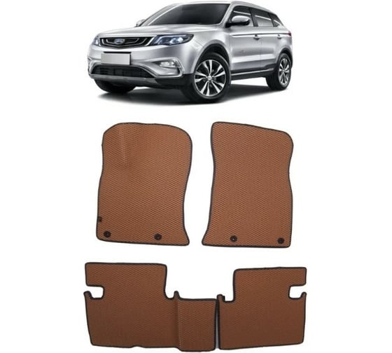 Ковры в салон автомобиля Eva Smart для geely atlas i 2016 -, эва сота, серые c красной окантовкой 2670-B1A7-S 1