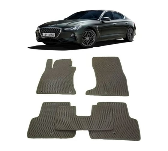 Ковры в салон автомобиля Eva Smart для genesis (g70) 2018 -, эва сота, коричневые c коричневой окантовкой 2725-A6A6-S