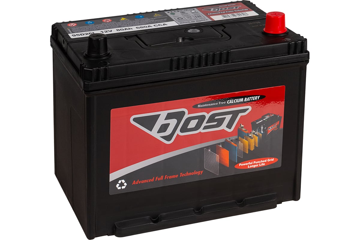 Аккумулятор BOST 95D26L 80R 680A, 266x172x220 451062 - выгодная цена,  отзывы, характеристики, фото - купить в Москве и РФ