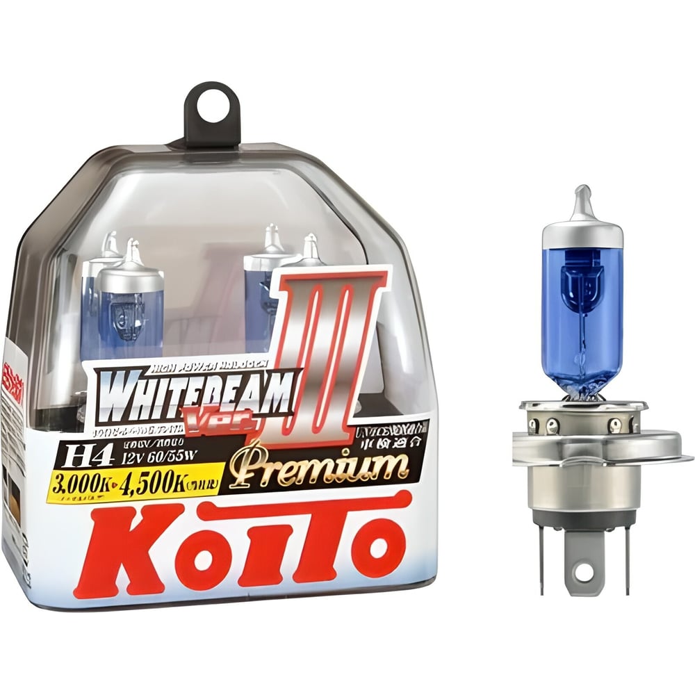 Высокотемпературная лампа KOITO Whitebeam Premium H4, 12 В, 60/55 Вт .