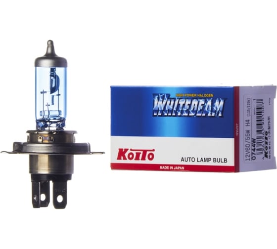 Высокотемпературная лампа KOITO Whitebeam Premium H4, 12 В, 60/55 Вт, 135/125 Вт, 4500 K, уп. 1 шт. 0744W 121481