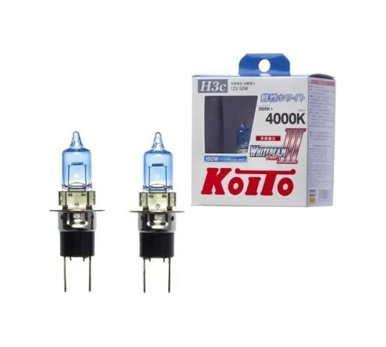 Высокотемпературная лампа KOITO Whitebeam H3c, 12 В, 55 Вт, 100 Вт, 4000 K, комплект 2 шт. P0753W 7039