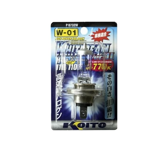 Высокотемпературная лампа KOITO Whitebeam H4U, 12 В, 60/55 Вт, 110/110 Вт, 3770 K, блистер-упаковка 1 шт. P0732W 12854