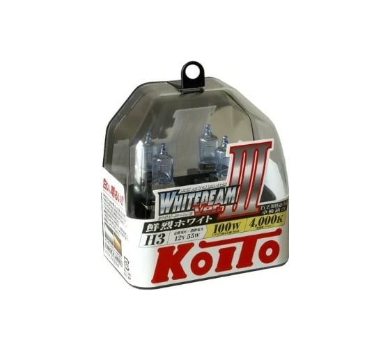 Высокотемпературная лампа KOITO Whitebeam H3, 12 В, 55 Вт, 100 Вт, 4000 K, комплект 2 шт. P0752W 7038