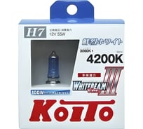 Высокотемпературная лампа KOITO Whitebeam H7, 12 В, 55 Вт, 100 Вт, 4200 K, комплект 2 шт. P0755W 7037