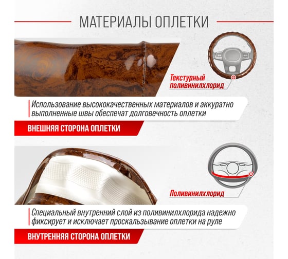 Оплетка SKYWAY Style-1 M коричневая ПВХ S01110003