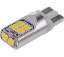 Автолампа SKYWAY диод T10 (W5W), 12-24V, 10 SMD диодов, 1-конт биполярная с обманкой белая, салон, габариты, номер, стопы S08202092