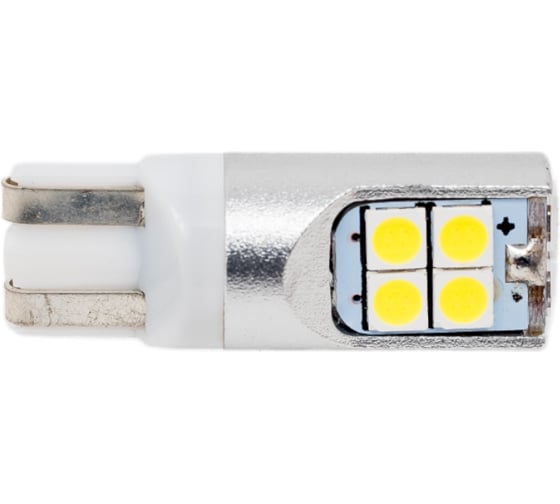 Автолампа SKYWAY диод T10 (W5W), 12-24V, 10 SMD диодов, 1-конт биполярная с обманкой белая, салон, габариты, номер, стопы S08202092