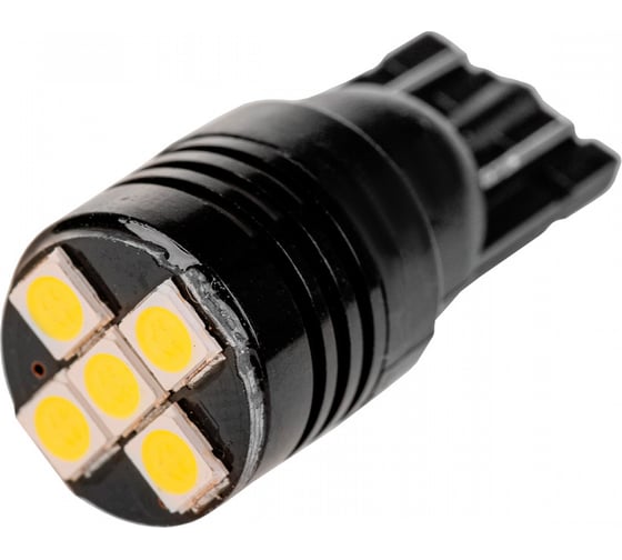 Автолампа SKYWAY диод T10 (W5W) 12V, 5 SMD диодов, 1-конт с обманкой, белая салон, габариты, номер, стопы S08201546