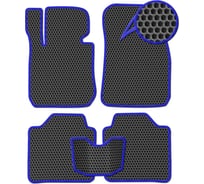 Ковры в салон автомобиля Eva Smart chery tiggo 7 pro i вариант макси 3d 2020 - эва сота чёрные c синей окантовкой 3500-B5B2-S