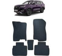 Ковры в салон автомобиля Eva Smart chery tiggo 8 pro 5мест 2020 - эва сота чёрные c бежевой окантовкой 3428-B5A1-S