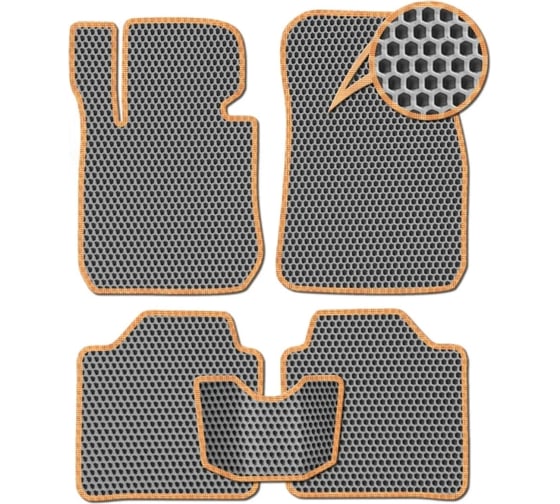 Ковры Eva Smart в салон автомобиля hyundai solaris ii седан пресс борта 2017 - эва сота серые c бежевой окантовкой 3607-B1A1-S 1