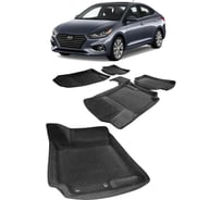 Ковры Eva Smart в салон автомобиля hyundai solaris ii седан пресс борта 2017 - эва сота красные c коричневой окантовкой 3607-A7A6-S