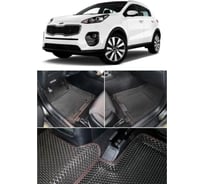 Ковры Eva Smart в салон автомобиля kia sportage iv пресс борта 2015 - эва сота красные c бежевой окантовкой 3772-A7A1-S