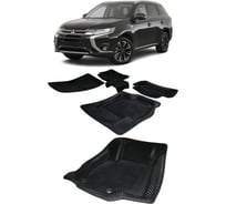 Ковры Eva Smart в салон автомобиля mitsubishi outlander iii 5мест пресс борта 2012 - эва сота красные c коричневой окантовкой 3568-A7A6-S