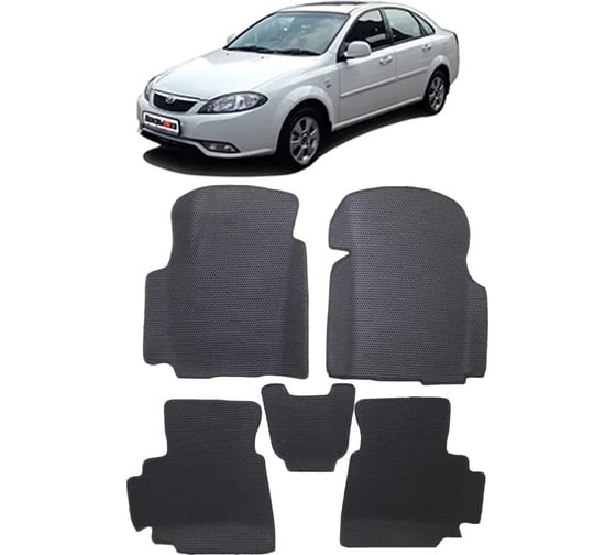 Ковры в салон автомобиля Eva Smart daewoo gentra вариант макси 3d 2004 - 2015 эва сота серые c коричневой окантовкой 3090-B1A6-S 1