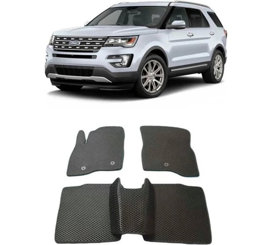 Ковры в салон автомобиля Eva Smart ford explorer v 5мест рестайлинг 2015 - 2019 эва сота серые c красной окантовкой 2119-B1A7-S 1
