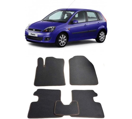 Ковры в салон автомобиля Eva Smart ford fiesta vi хэтчбек 2008 - 2019 эва сота чёрные c красной окантовкой 1191-B5A7-S 1