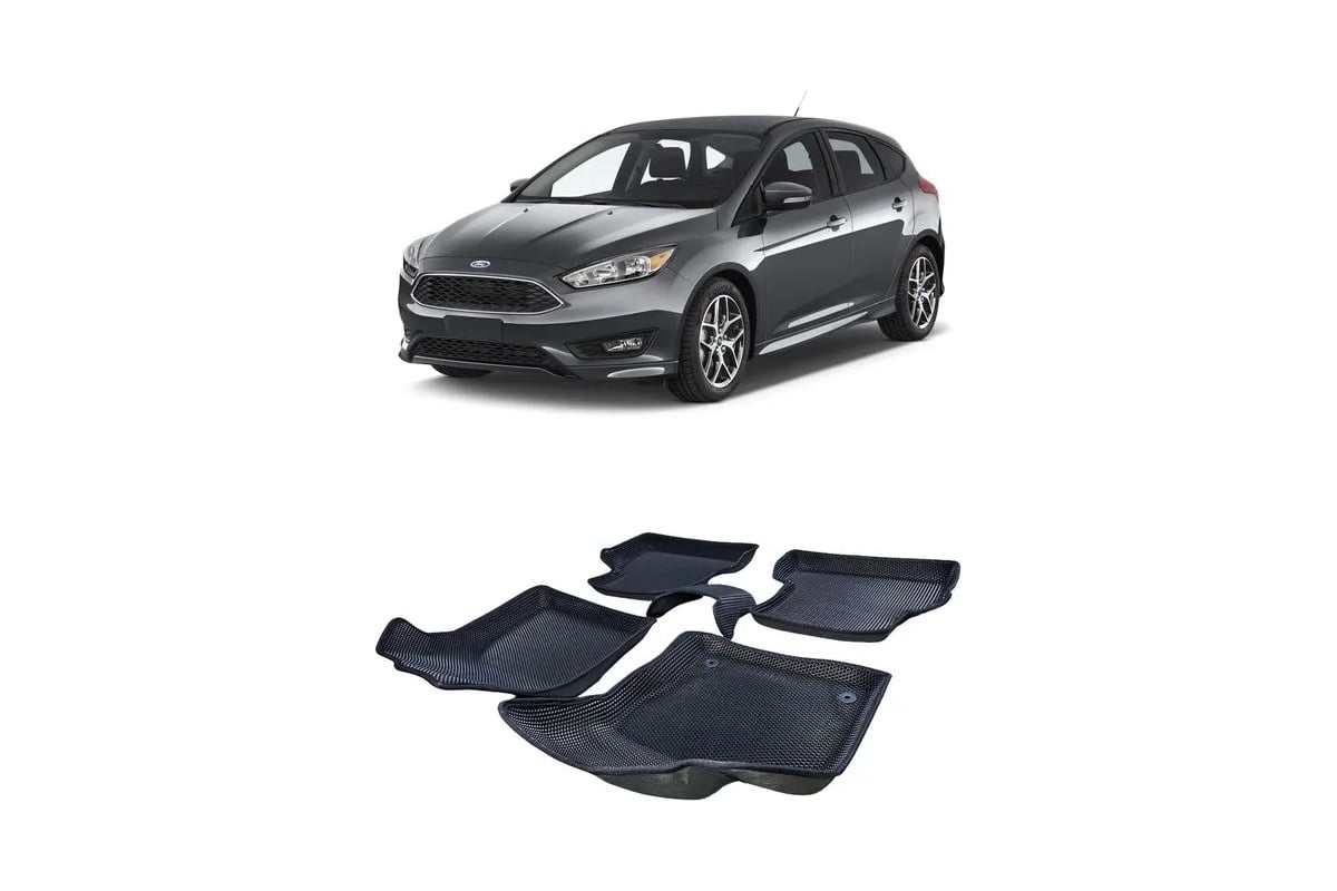 Ковры в салон автомобиля Eva Smart ford focus iii 2011 - 2019 эва сота  бежевые c синей окантовкой 1196-A1B2-S - заказать в интернет-магазине:  цена, описание, отзывы.