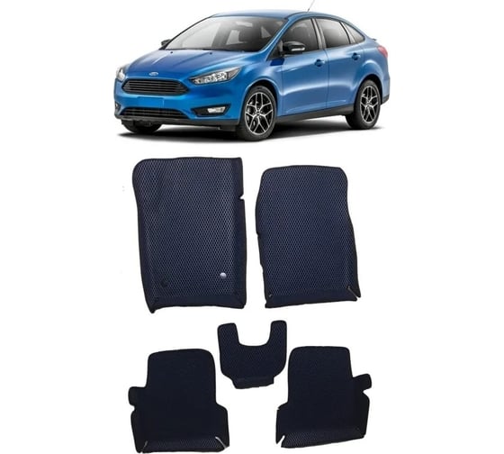 Ковры в салон автомобиля Eva Smart ford focus iii вариант макси 3d 2011 - 2019 эва сота чёрные c красной окантовкой 2684-B5A7-S 1