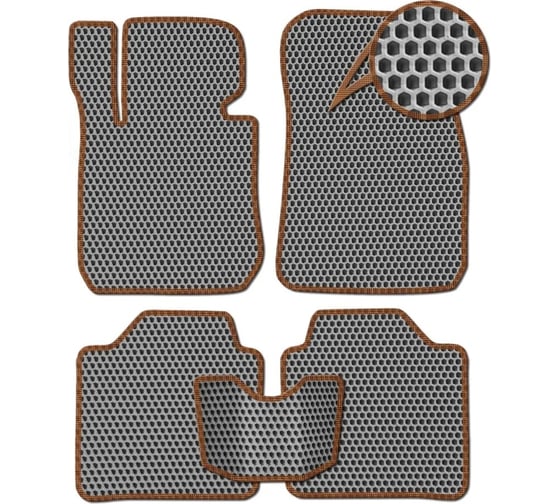 Ковры в салон автомобиля Eva Smart ford kuga i 2008 - 2012 эва сота серые c коричневой окантовкой 2405-B1A6-S 1