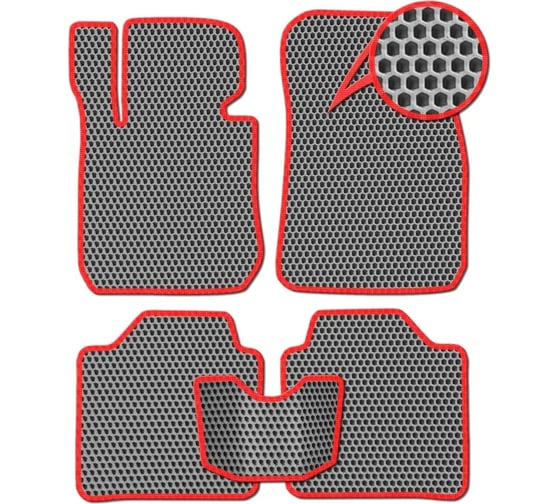 Ковры в салон автомобиля Eva Smart ford kuga i 2008 - 2012 эва сота коричневые c красной окантовкой 2405-A6A7-S 1