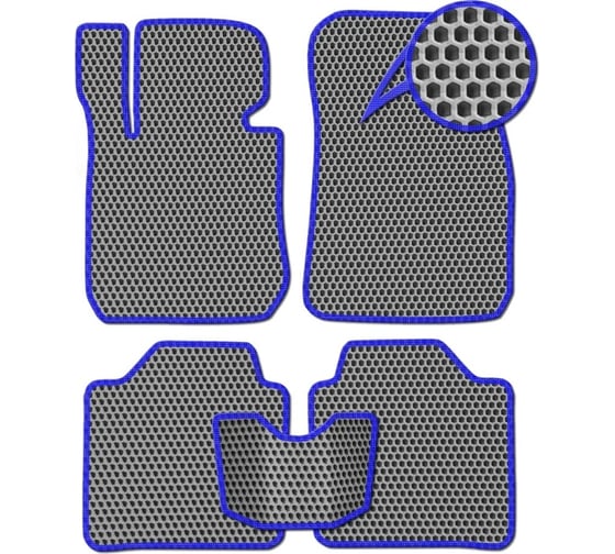 Ковры в салон автомобиля Eva Smart ford kuga ii 2013 - 2019 эва сота серые c синей окантовкой 1201-B1B2-S 1